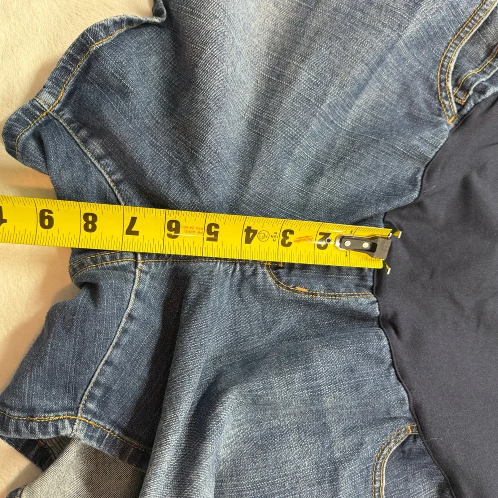 Maternity Denim Shorts Women Size 10 Blue Good Over Belly Panel‎ Stretch